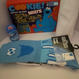 Crazy Boxer COOKIE MONSTER Men’s Boxer Briefs Gift Set (Size Medium)
